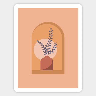 Ceramic plant vase in arched window Sticker